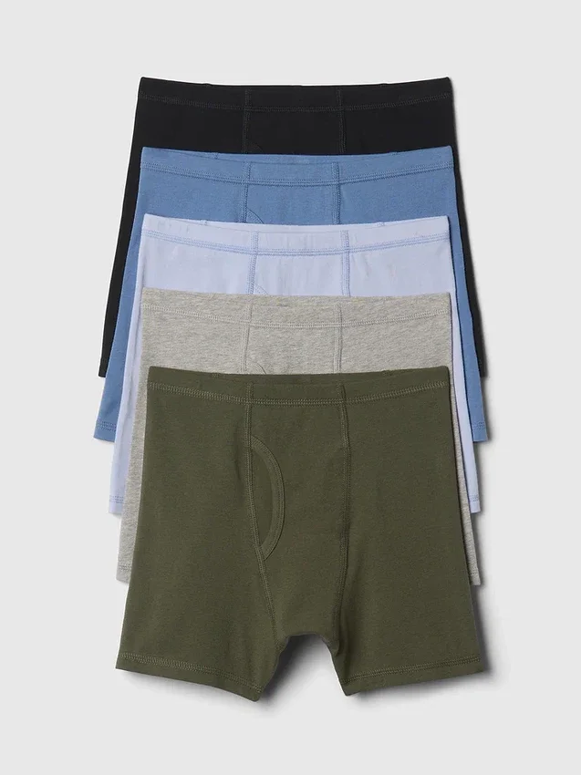 Boxers unis en coton stretch bio pour enfants (lot de 5)