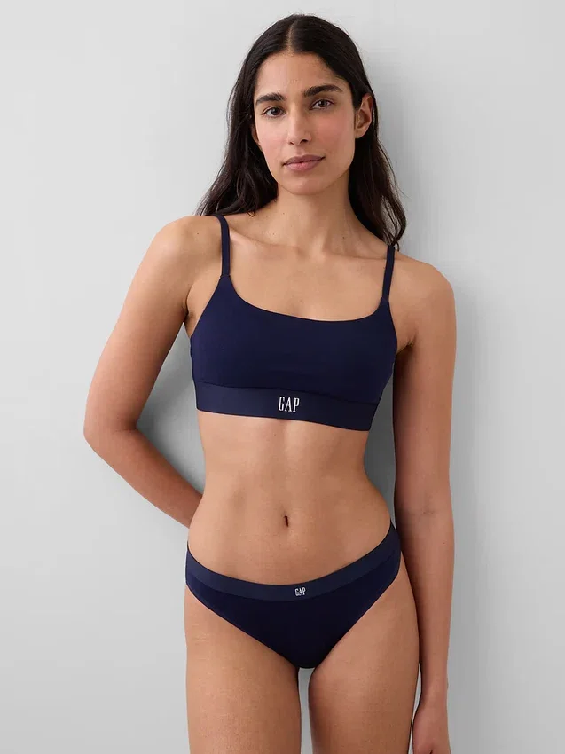 Bralette en coton stretch bio avec logo