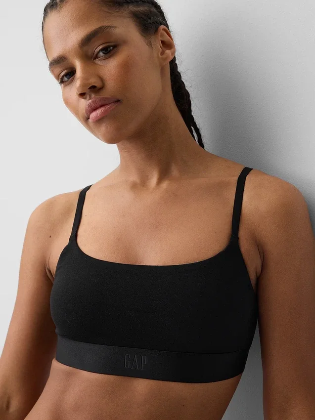 Bralette en coton stretch bio avec logo
