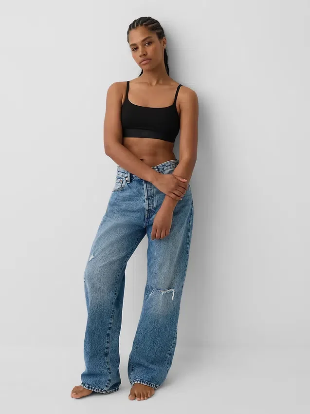 Bralette en coton stretch bio avec logo