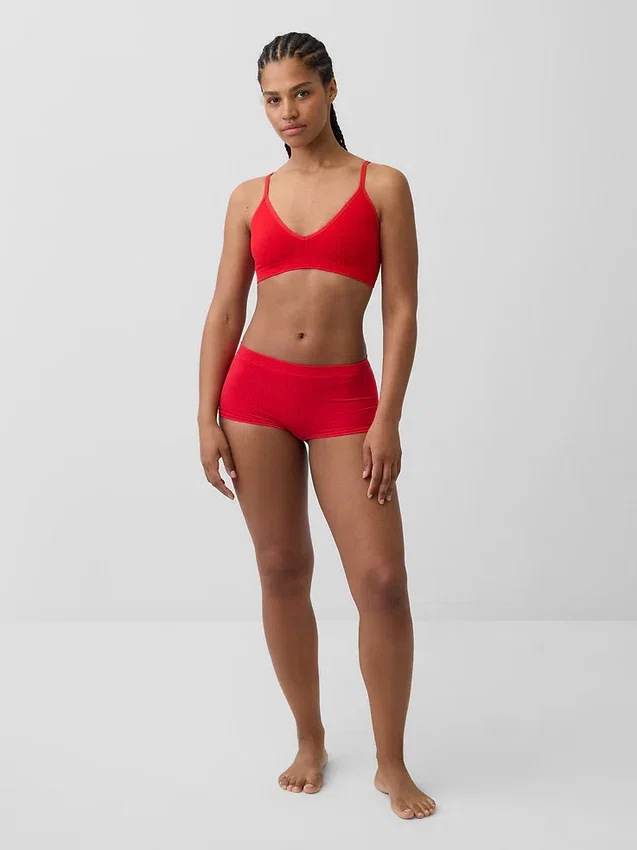 Bralette triangulaire en maille côtelée sans coutures