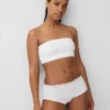 Brassière bandeau en coton stretch bio avec bordure en dentelle