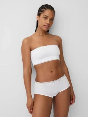 Brassière bandeau en coton stretch bio avec bordure en dentelle