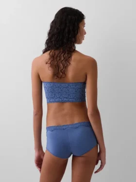 Brassière bandeau en coton stretch bio avec bordure en dentelle