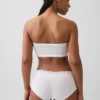 Brassière bandeau en coton stretch bio avec bordure en dentelle