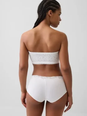 Brassière bandeau en coton stretch bio avec bordure en dentelle