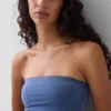 Brassière bandeau en coton stretch bio avec bordure en dentelle