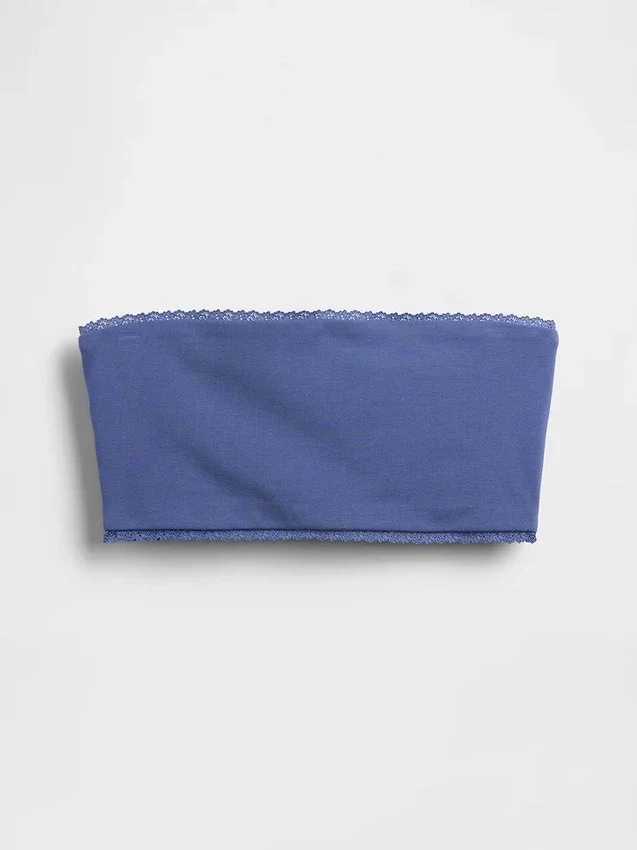 Brassière bandeau en coton stretch bio avec bordure en dentelle