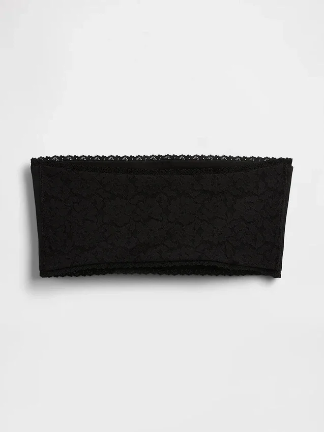 Brassière bandeau en coton stretch bio avec bordure en dentelle