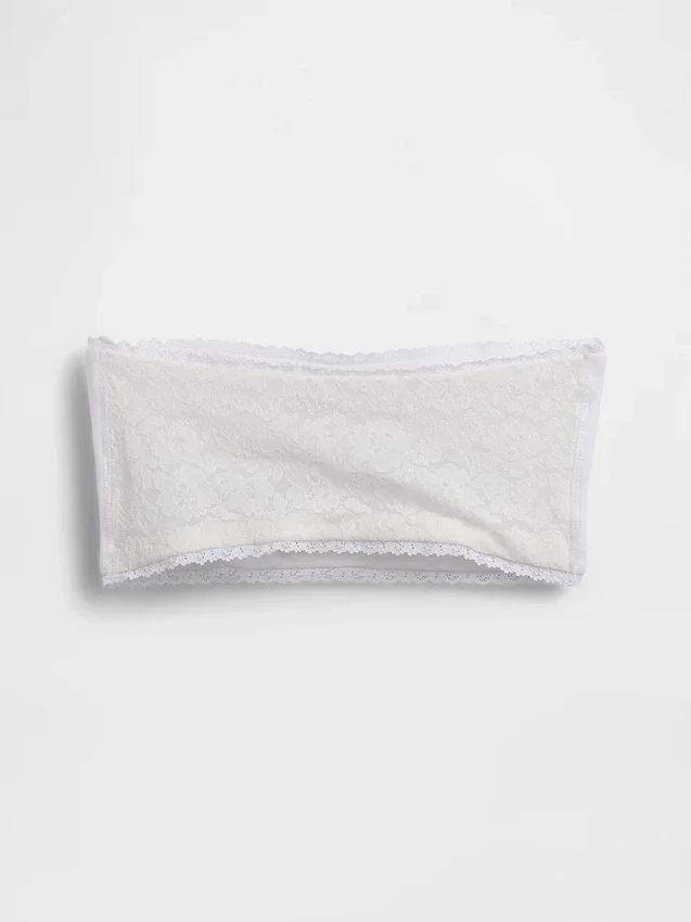 Brassière bandeau en coton stretch bio avec bordure en dentelle