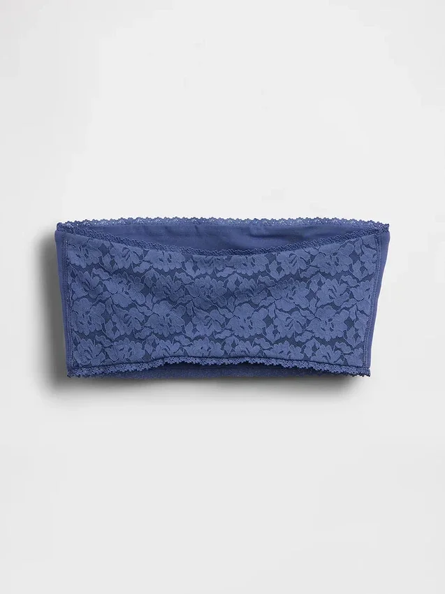 Brassière bandeau en coton stretch bio avec bordure en dentelle