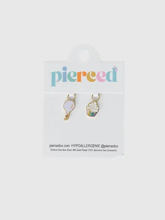 Breloque « Co Birthday Party » ajourée pour boucles d’oreilles Huggie
