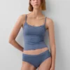 Caraco avec soutien-gorge intégré en coton stretch bio, bordé de dentelle