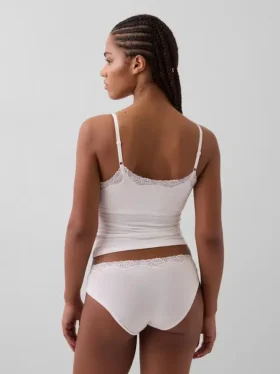 Caraco avec soutien-gorge intégré en coton stretch bio, bordé de dentelle