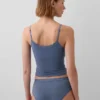 Caraco avec soutien-gorge intégré en coton stretch bio, bordé de dentelle