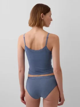 Caraco avec soutien-gorge intégré en coton stretch bio, bordé de dentelle
