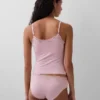 Caraco avec soutien-gorge intégré en coton stretch bio, bordé de dentelle
