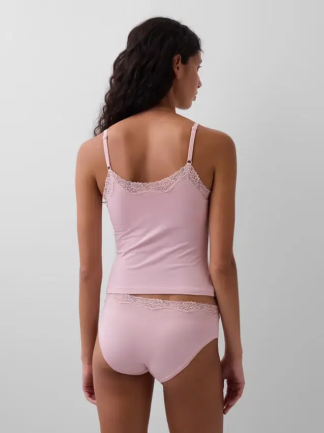 Caraco avec soutien-gorge intégré en coton stretch bio, bordé de dentelle