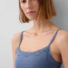 Caraco avec soutien-gorge intégré en coton stretch bio, bordé de dentelle