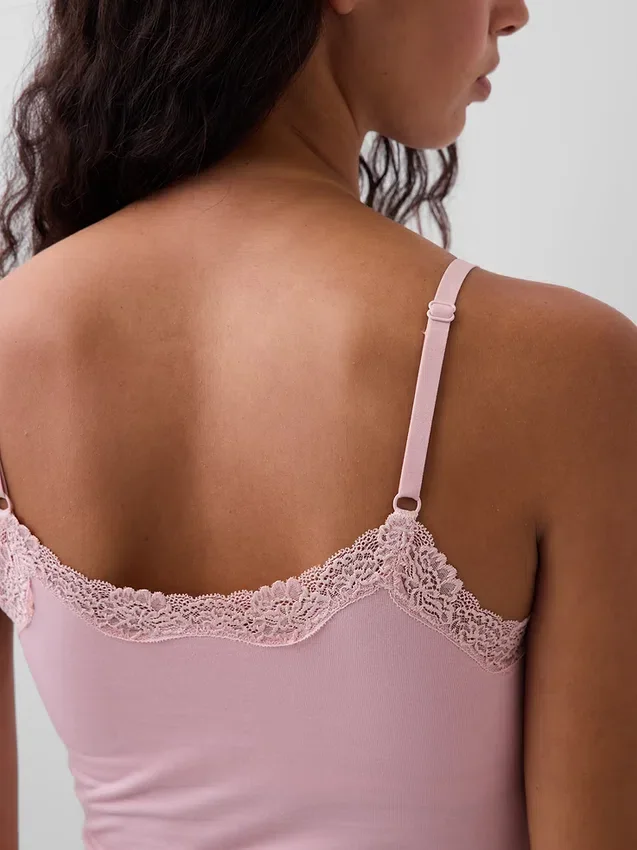 Caraco avec soutien-gorge intégré en coton stretch bio, bordé de dentelle