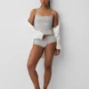 Caraco avec soutien-gorge intégré en coton stretch bio, bordé de dentelle