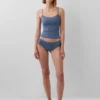 Caraco avec soutien-gorge intégré en coton stretch bio, bordé de dentelle