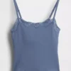 Caraco avec soutien-gorge intégré en coton stretch bio, bordé de dentelle