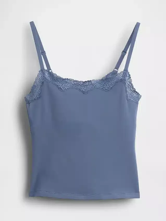 Caraco avec soutien-gorge intégré en coton stretch bio, bordé de dentelle