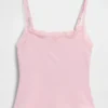 Caraco avec soutien-gorge intégré en coton stretch bio, bordé de dentelle