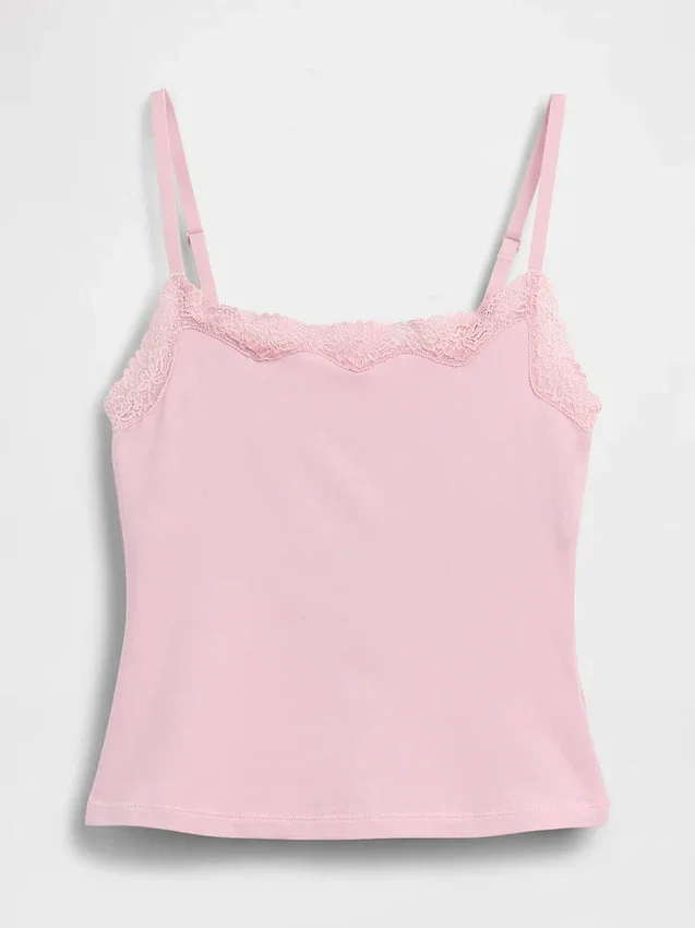 Caraco avec soutien-gorge intégré en coton stretch bio, bordé de dentelle