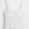 Caraco avec soutien-gorge intégré en coton stretch bio, bordé de dentelle