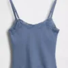 Caraco avec soutien-gorge intégré en coton stretch bio, bordé de dentelle