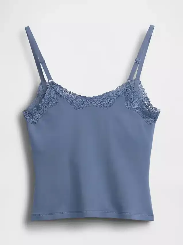 Caraco avec soutien-gorge intégré en coton stretch bio, bordé de dentelle