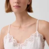 Caraco en mélange de lin avec bordures en dentelle