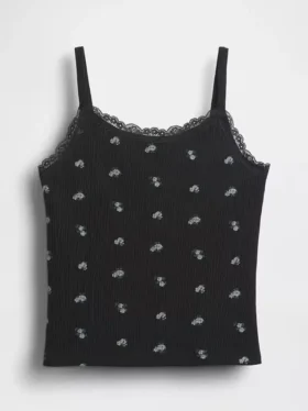 Caraco pour enfant en maille gaufrée avec bordure en dentelle
