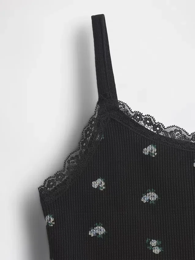 Caraco pour enfant en maille gaufrée avec bordure en dentelle