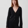 Cardigan ample à col en V en mélange de coton