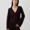 Cardigan ample à col en V en mélange de coton
