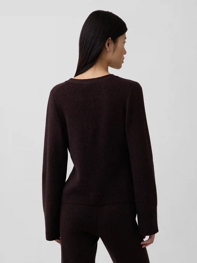 Cardigan ample à col en V en mélange de coton