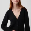 Cardigan ample à col en V en mélange de coton