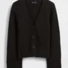 Cardigan ample à col en V en mélange de coton
