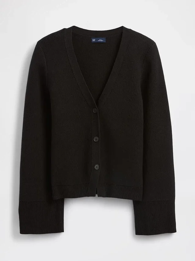 Cardigan ample à col en V en mélange de coton