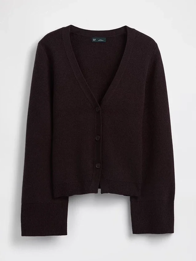 Cardigan ample à col en V en mélange de coton