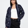Cardigan châle à franges en mélange de coton