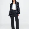 Cardigan châle à franges en mélange de coton