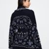 Cardigan châle à franges en mélange de coton