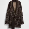 Cardigan châle à franges en mélange de coton