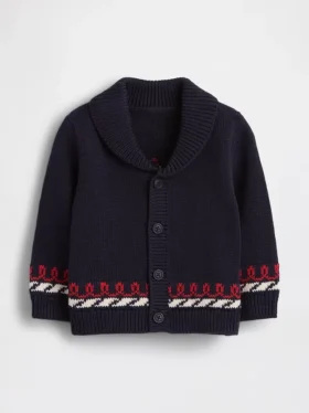 Cardigan châle pour bébé sur le thème nautique
