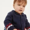 Cardigan châle pour bébé sur le thème nautique