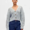 Cardigan court en mélange de coton